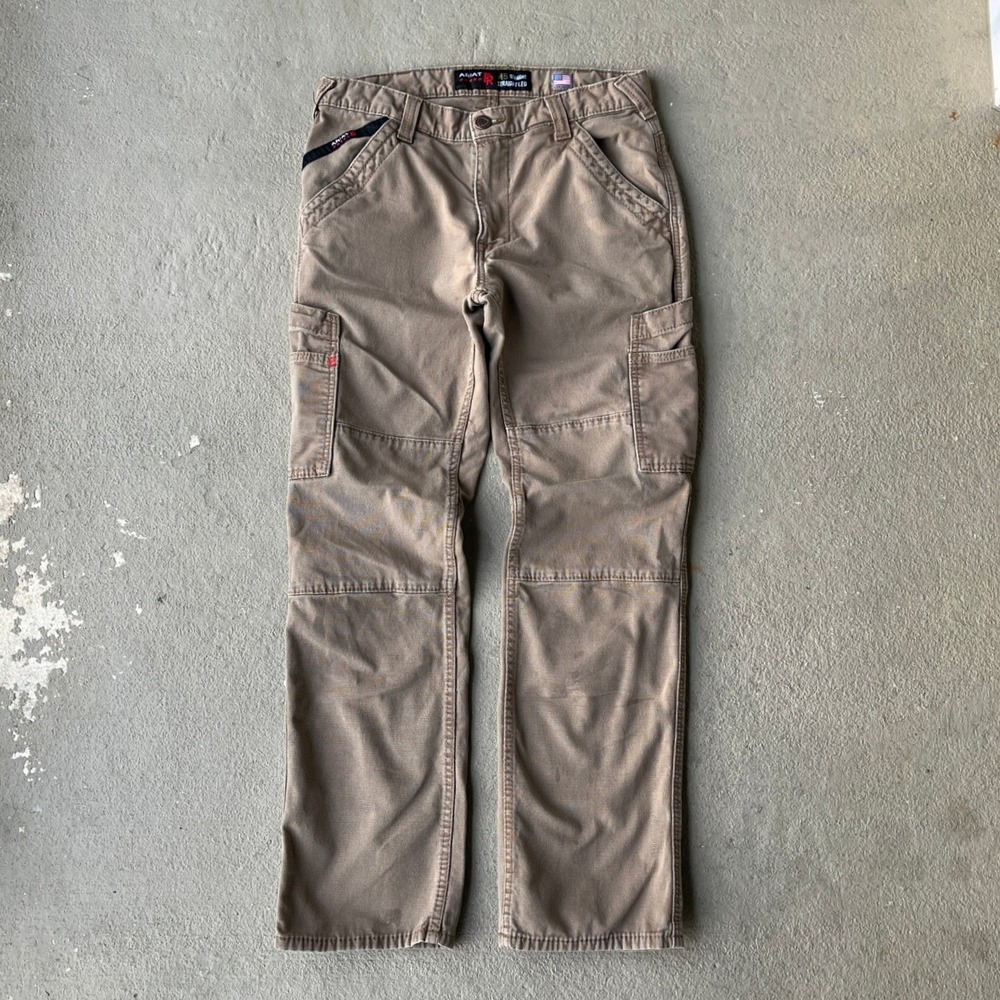 Ariat FR M5 Straight Leg Mens 32x31 Khaki Flame Resistant Work Pants CAT 2 14.0